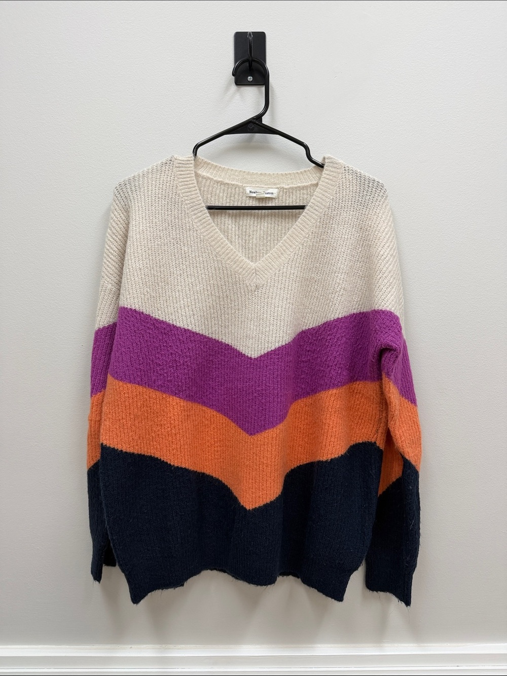 Newbury Kustom V‑Neck Colorblock Multicolor Sweater Sz Small!!